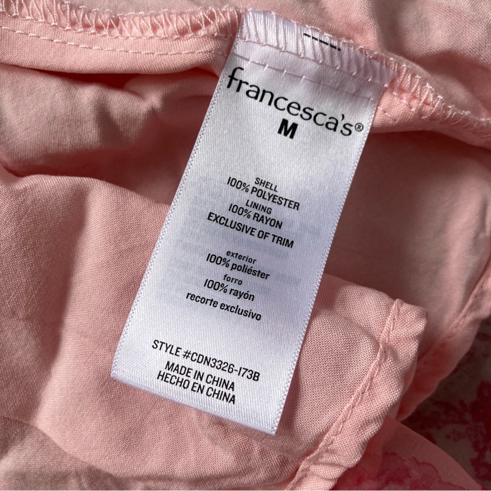 Audrey Parks + Francesca’s Rose Organza Puff Sleeve Babydoll Dress size M - Picture 5 of 6